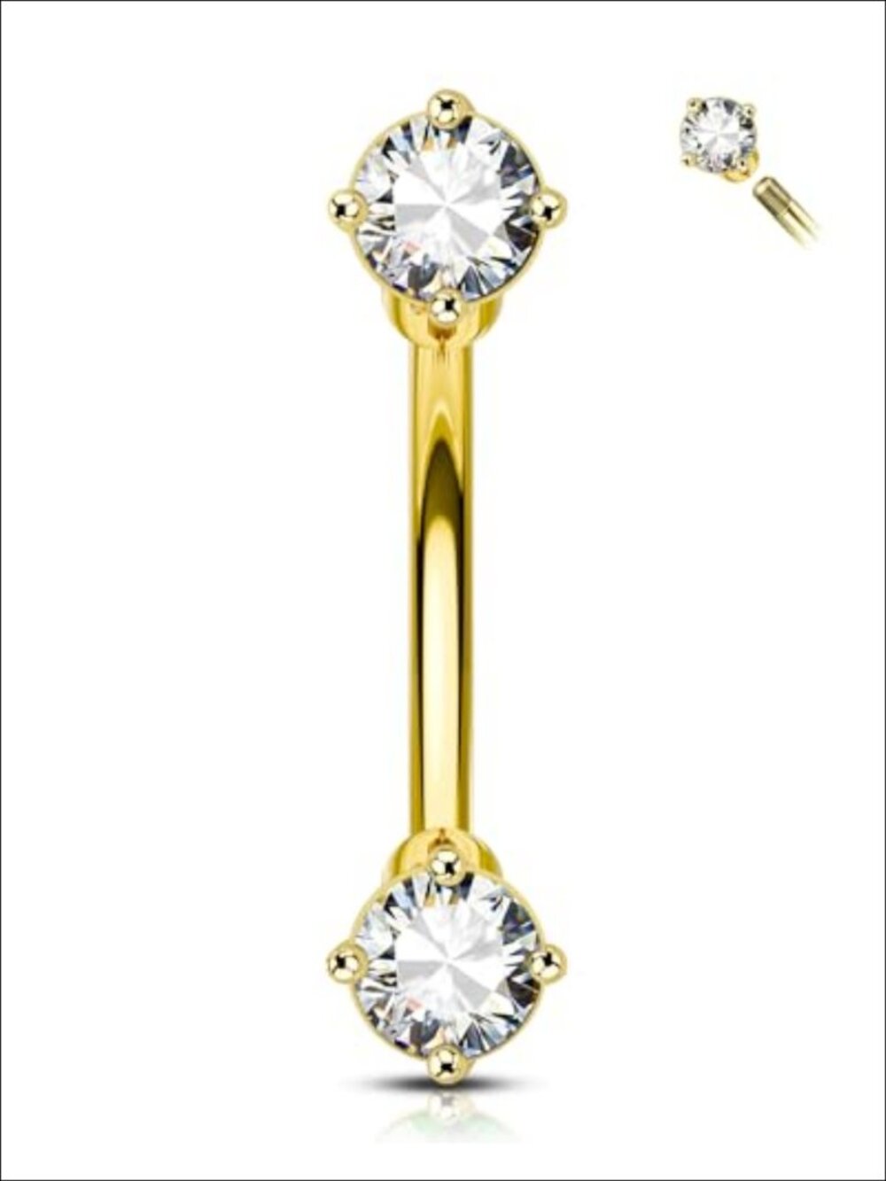 16G Rook Earring Stainless Steel Curved Barbell CZ Double Sparkle Piercing